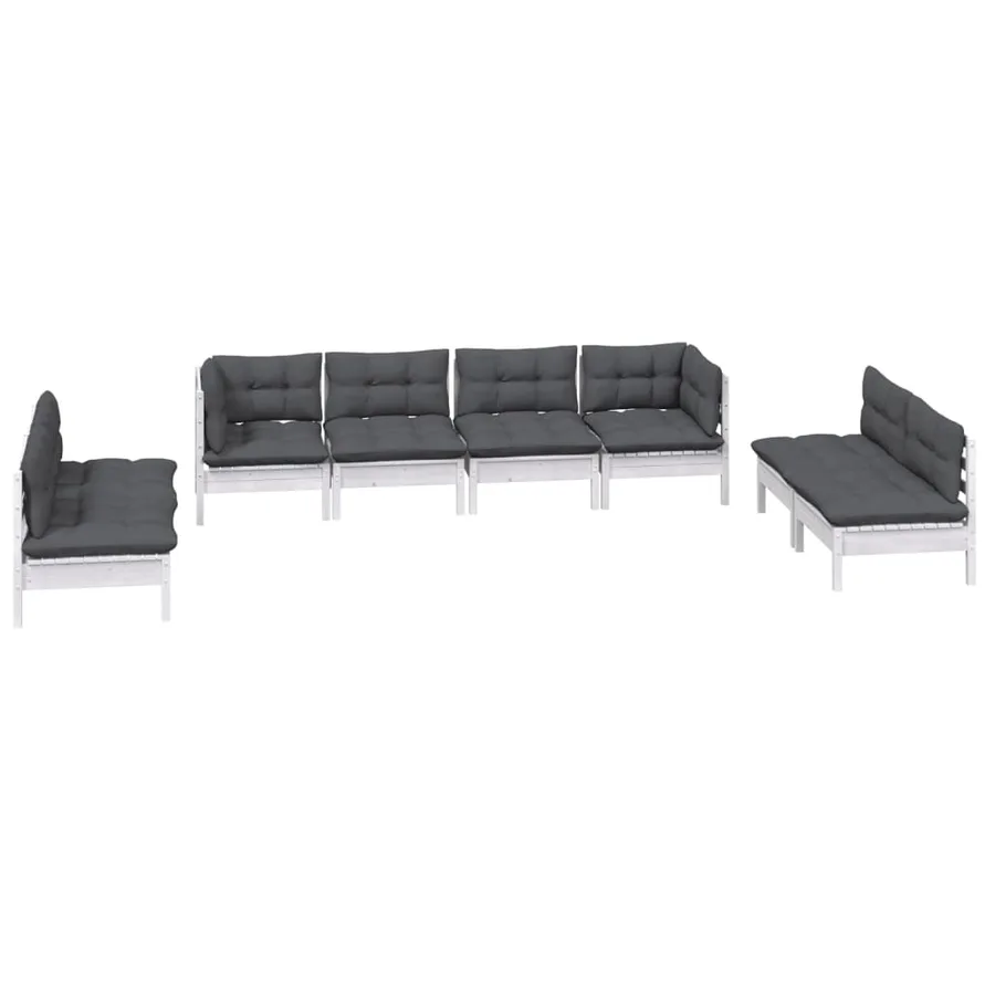 Salon de jardin 8 pcs avec coussins bois de pin massif - 3