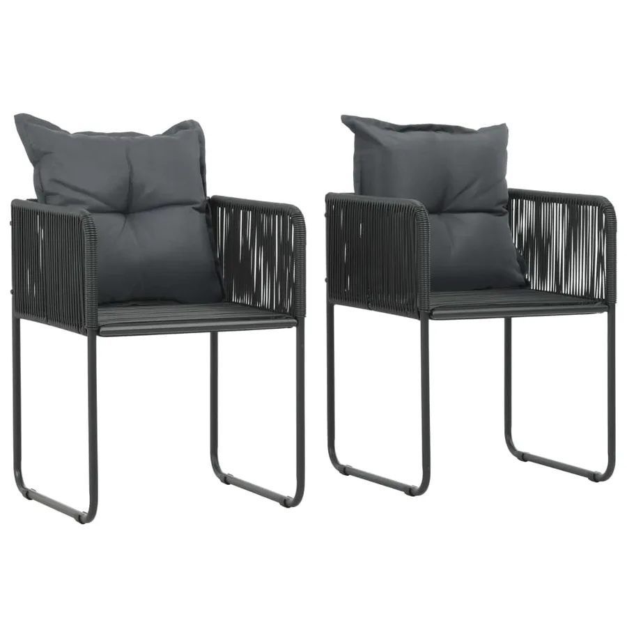 Ensemble à manger de jardin 3pcs PVC résine tressée noir marron - 4