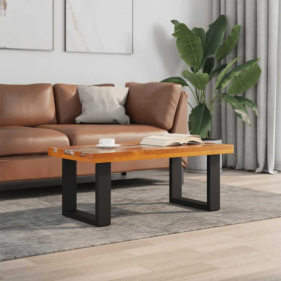 Table basse Teck Résine 100x50 cm