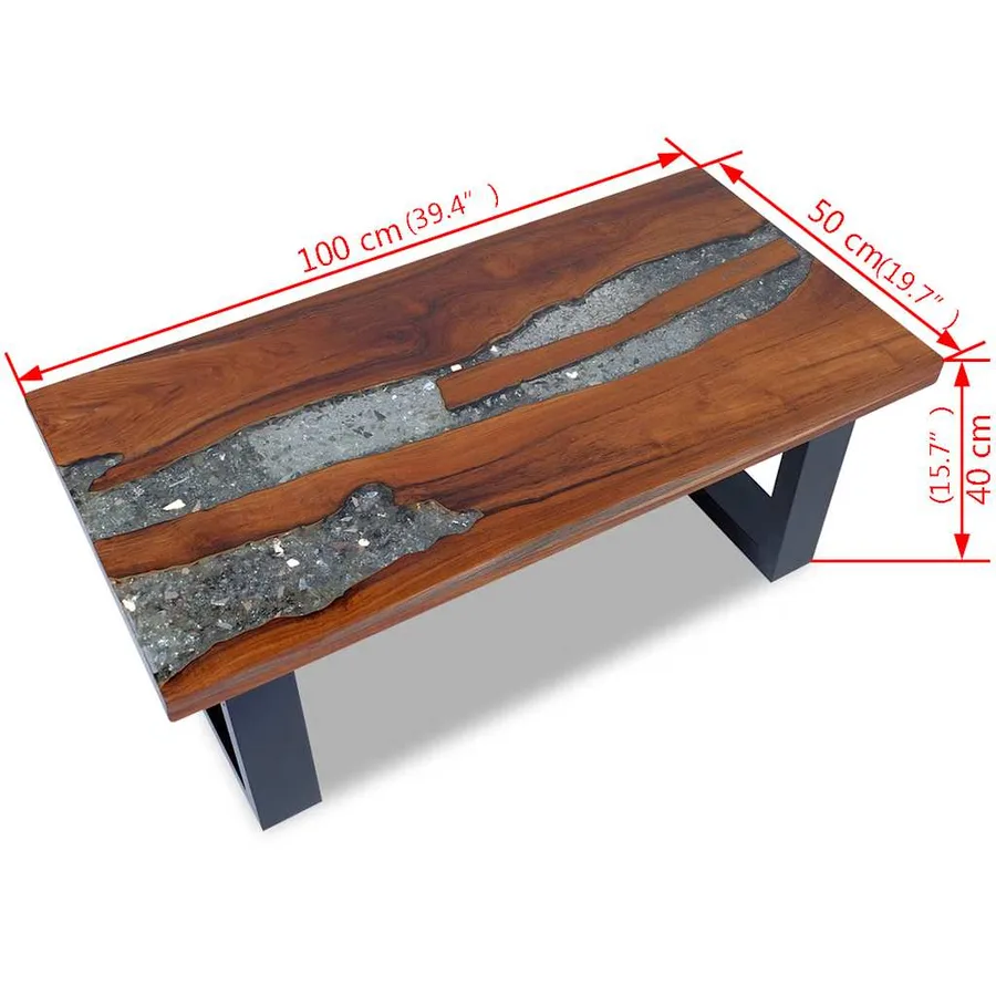 Table basse Teck Résine 100x50 cm - 14