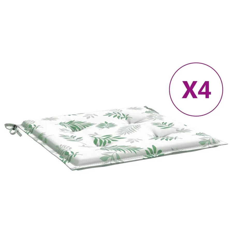 Coussins de chaise lot de 4 motif de feuilles 50x50x4 cm tissu - 2