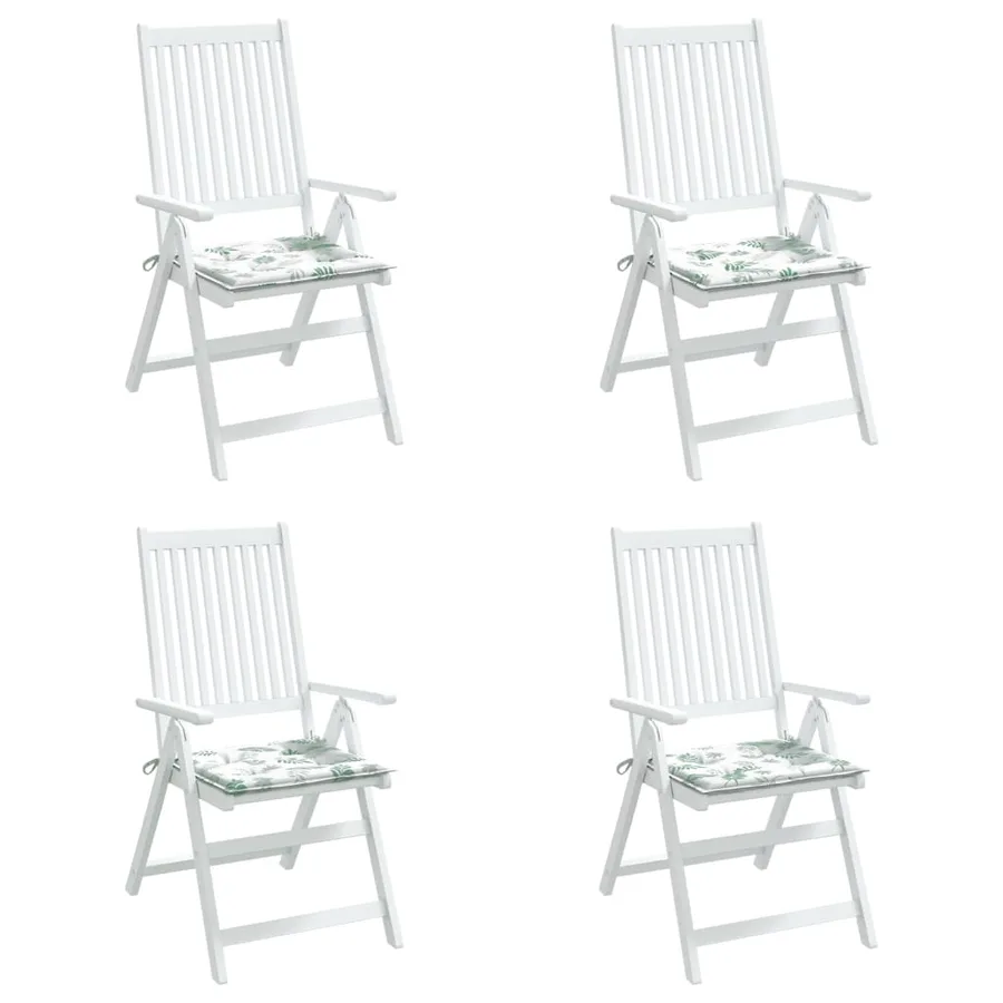 Coussins de chaise lot de 4 motif de feuilles 50x50x4 cm tissu - 4