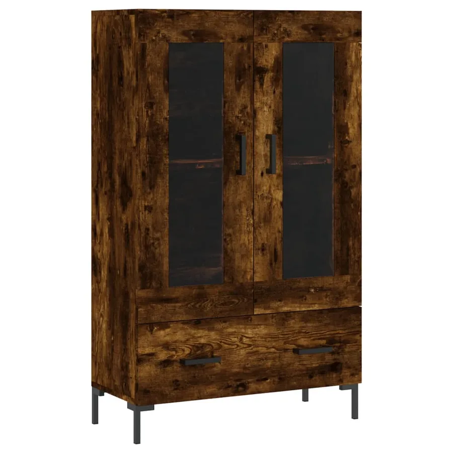 Buffet haut chêne fumé 69,5x31x115 cm bois d'ingénierie - 2