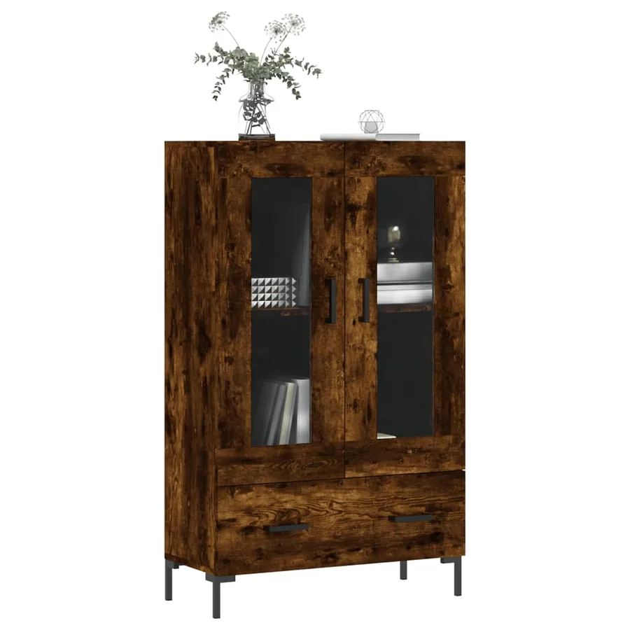 Buffet haut chêne fumé 69,5x31x115 cm bois d'ingénierie - 3
