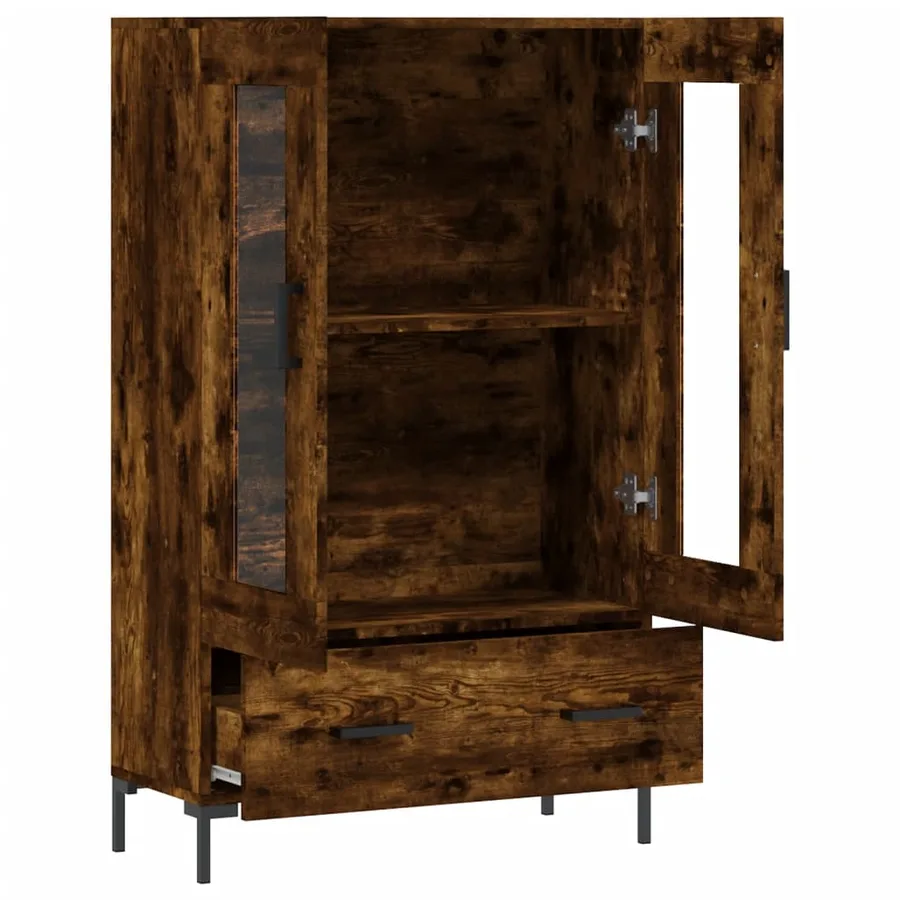 Buffet haut chêne fumé 69,5x31x115 cm bois d'ingénierie - 5