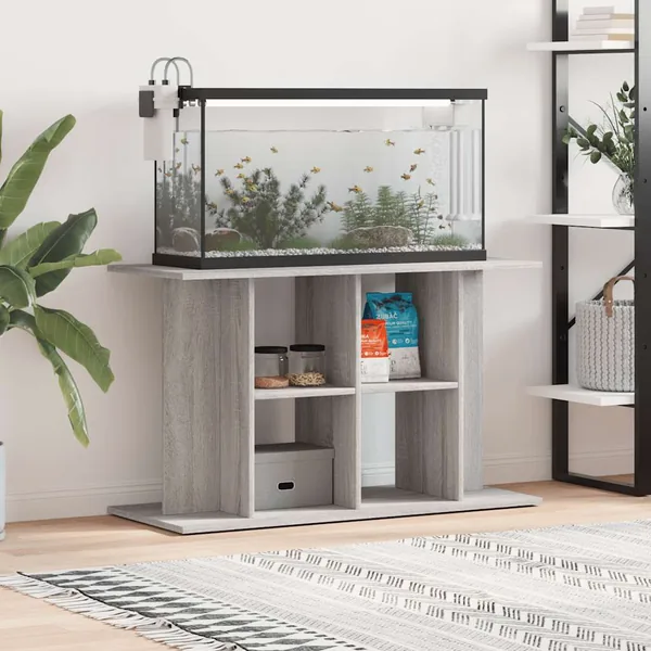 Support pour aquarium sonoma gris 100x40x60cm bois d'ingénierie