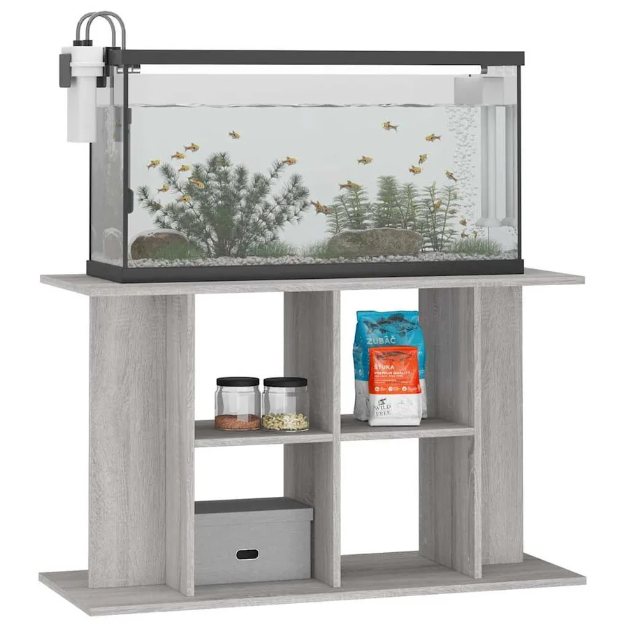 Support pour aquarium sonoma gris 100x40x60cm bois d'ingénierie - 3