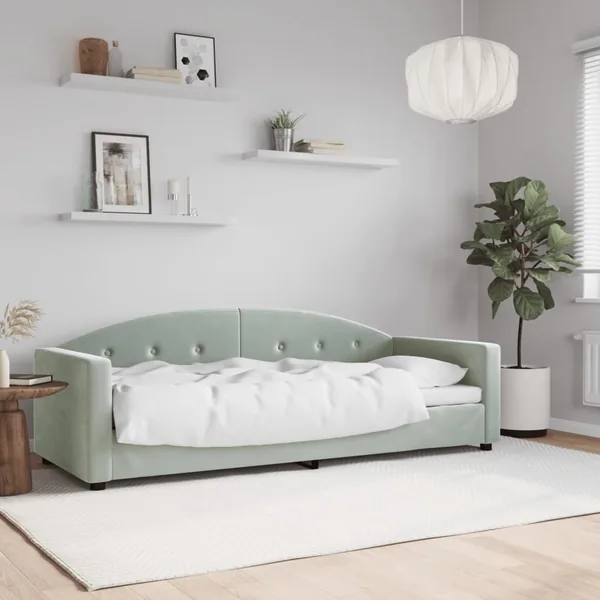 Lit de repos sans matelas gris clair 80x200 cm velours