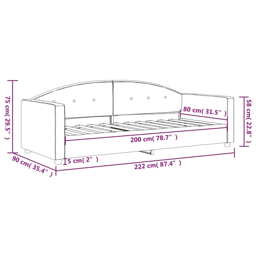 Lit de repos sans matelas gris clair 80x200 cm velours - 8