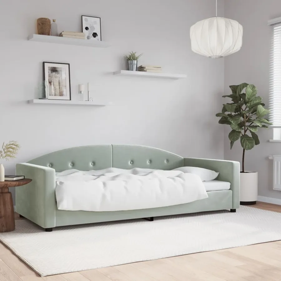 Lit de repos sans matelas gris clair 90x200 cm velours