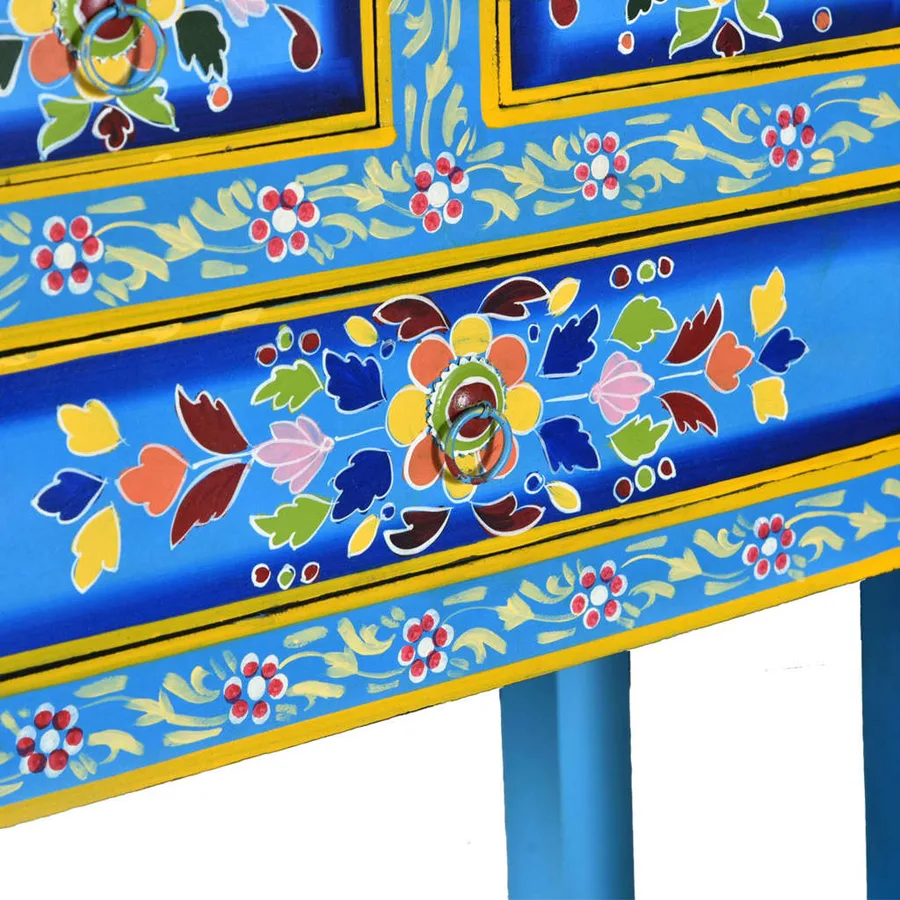 Buffet avec tiroirs Bois massif de manguier Peinture turquoise - 10