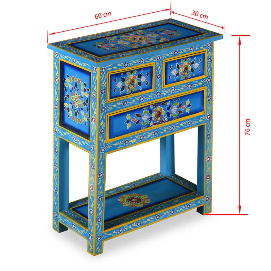 Buffet avec tiroirs Bois massif de manguier Peinture turquoise - 11