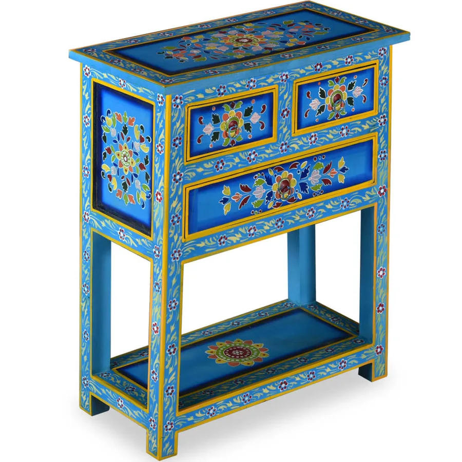 Buffet avec tiroirs Bois massif de manguier Peinture turquoise - 2