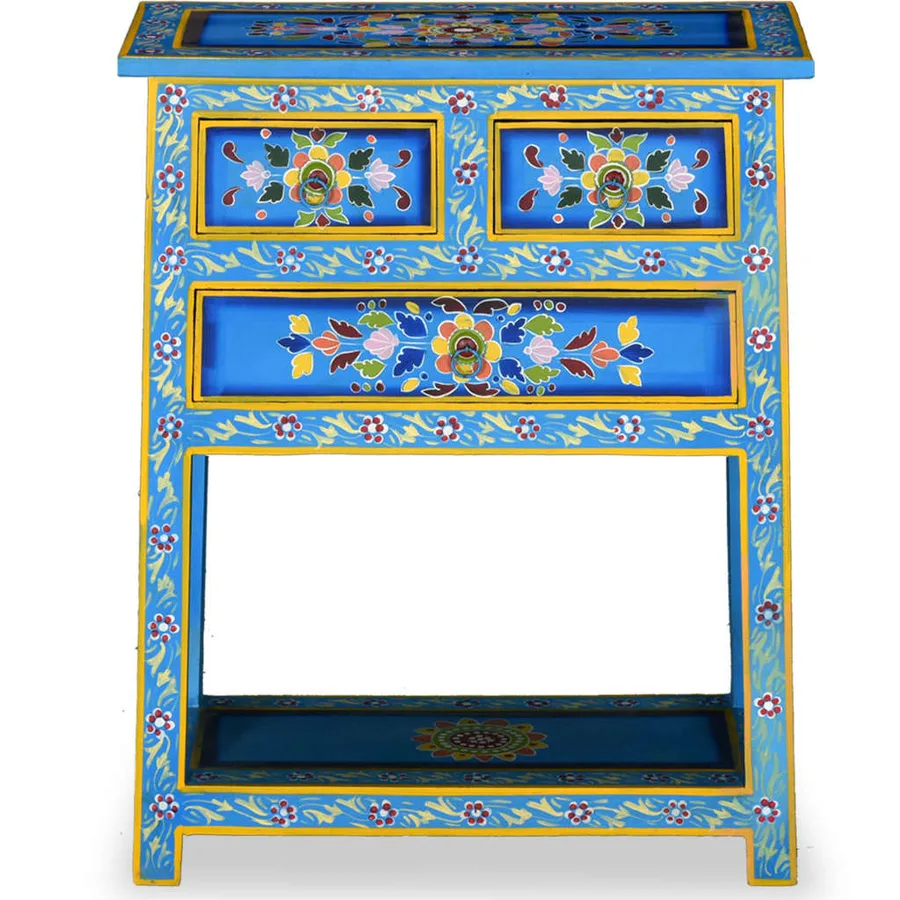 Buffet avec tiroirs Bois massif de manguier Peinture turquoise - 3