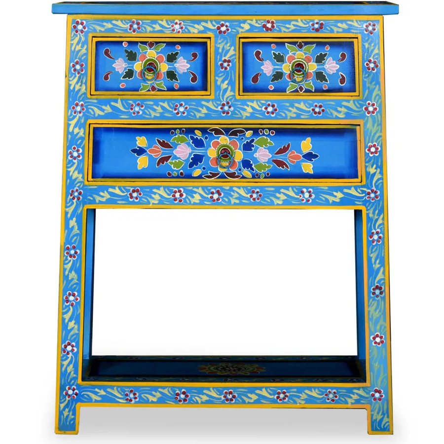 Buffet avec tiroirs Bois massif de manguier Peinture turquoise - 4