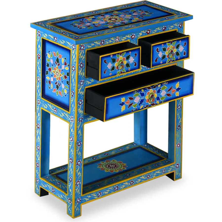 Buffet avec tiroirs Bois massif de manguier Peinture turquoise - 5