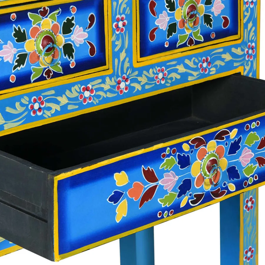 Buffet avec tiroirs Bois massif de manguier Peinture turquoise - 7