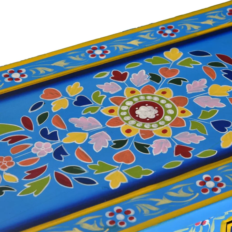 Buffet avec tiroirs Bois massif de manguier Peinture turquoise - 9
