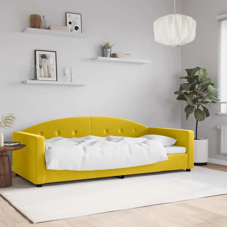 Lit de repos sans matelas jaune 90x200 cm velours