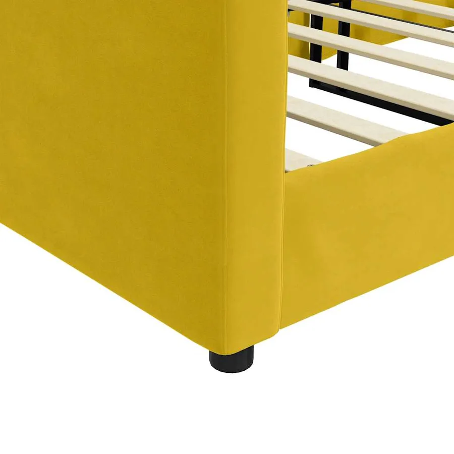 Lit de repos sans matelas jaune 90x200 cm velours - 6