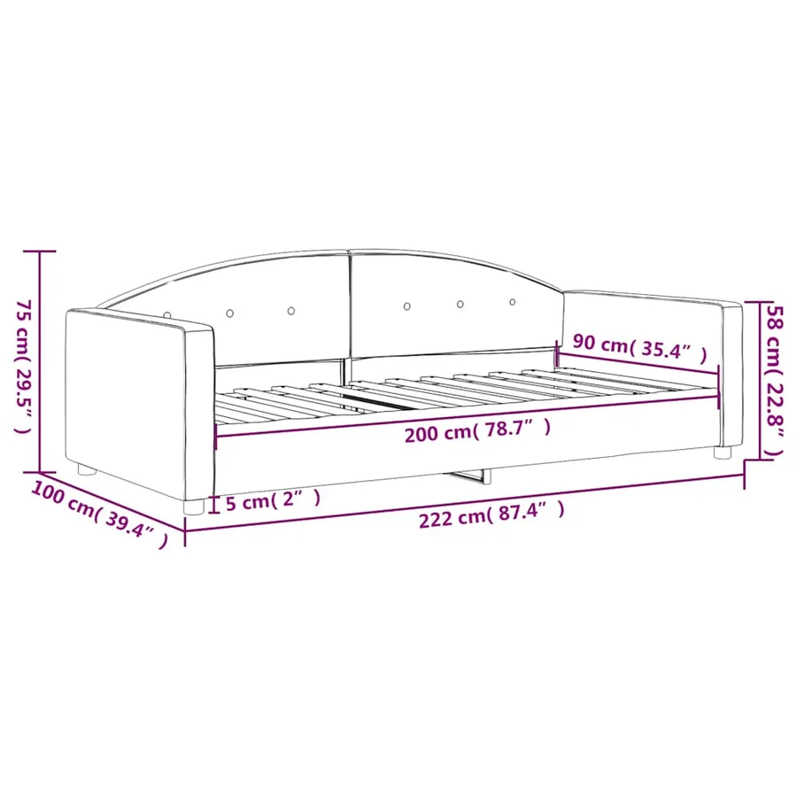Lit de repos sans matelas jaune 90x200 cm velours - 8