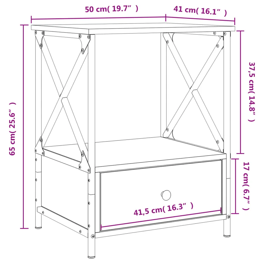Tables de chevet 2 pcs chêne sonoma 50x41x65 cm bois ingénierie - 11