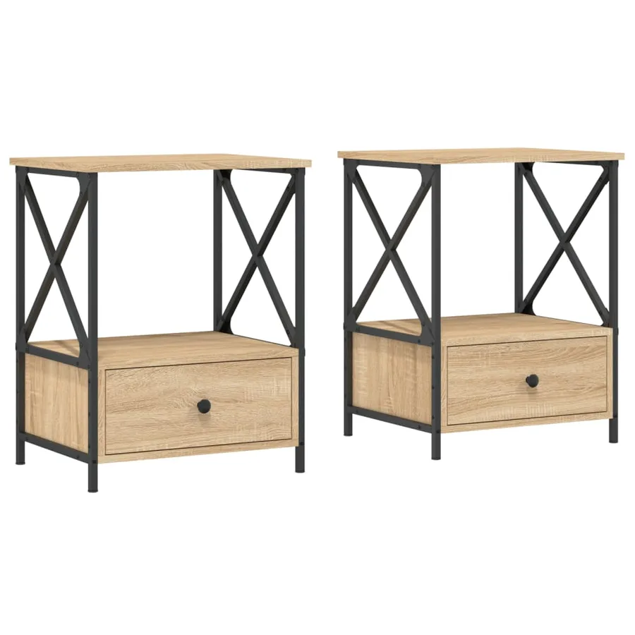 Tables de chevet 2 pcs chêne sonoma 50x41x65 cm bois ingénierie - 2