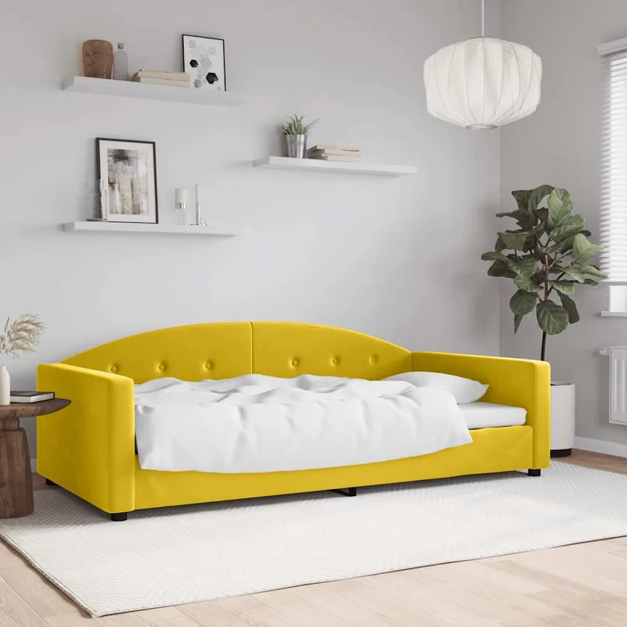 Lit de repos sans matelas jaune 100x200 cm velours