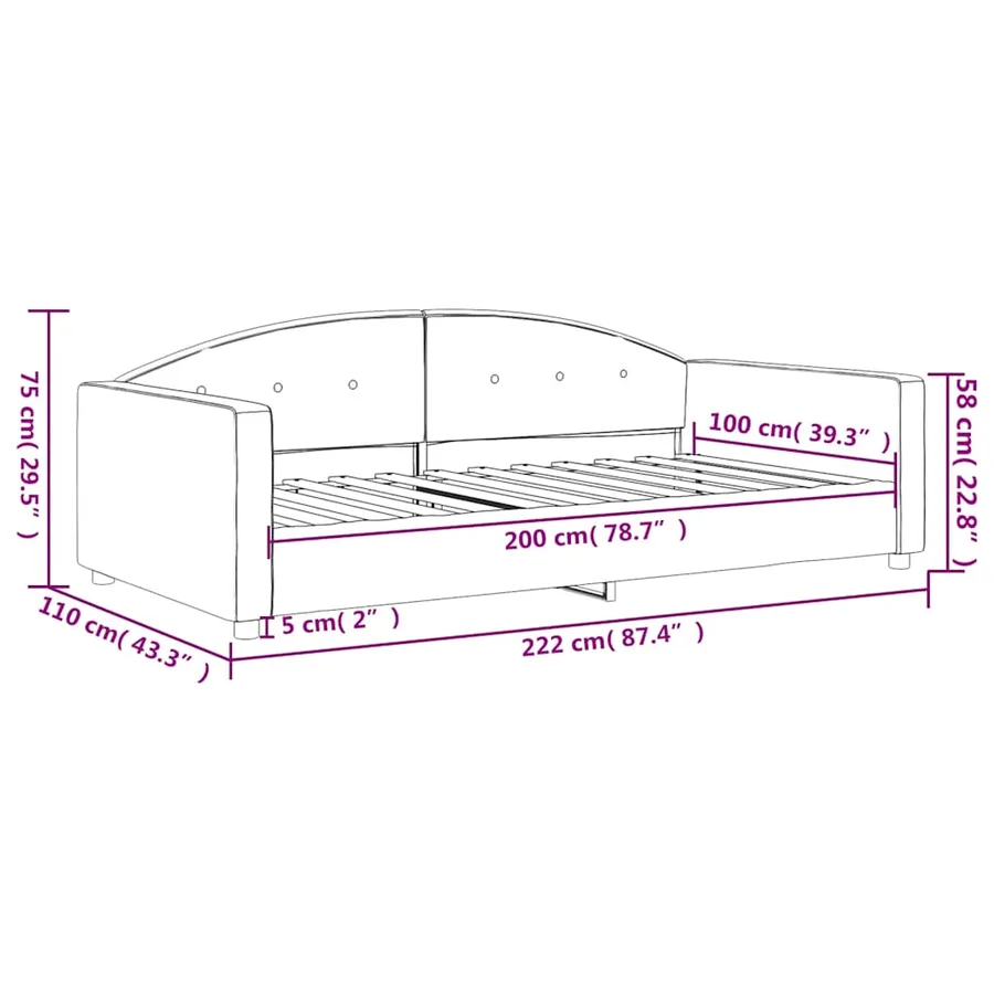 Lit de repos sans matelas jaune 100x200 cm velours - 8