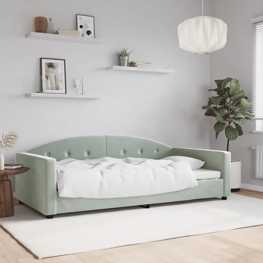 Lit de repos sans matelas gris clair 100x200 cm velours