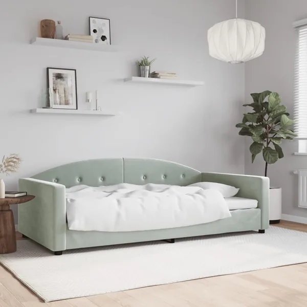 Lit de repos sans matelas gris clair 100x200 cm velours