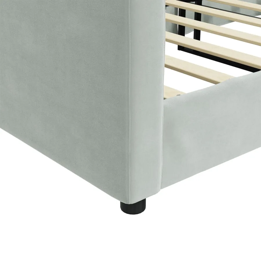 Lit de repos sans matelas gris clair 100x200 cm velours - 6