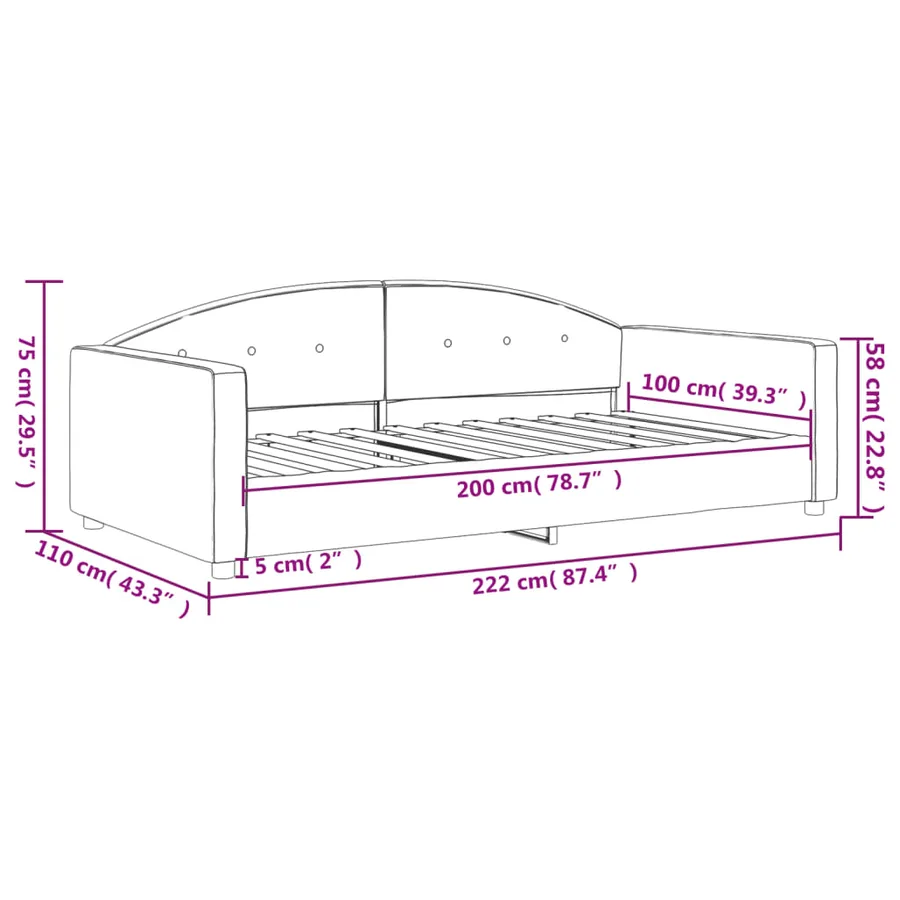 Lit de repos sans matelas gris clair 100x200 cm velours - 8