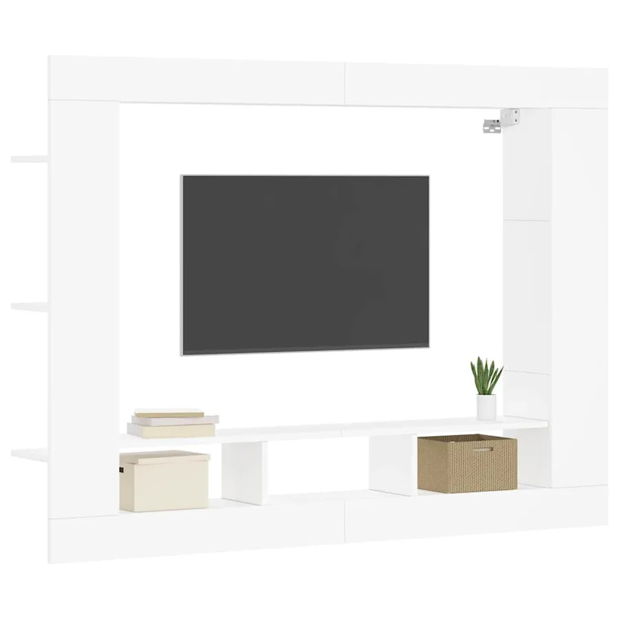 Meuble TV blanc 152x22x113 cm bois d'ingénierie - 3