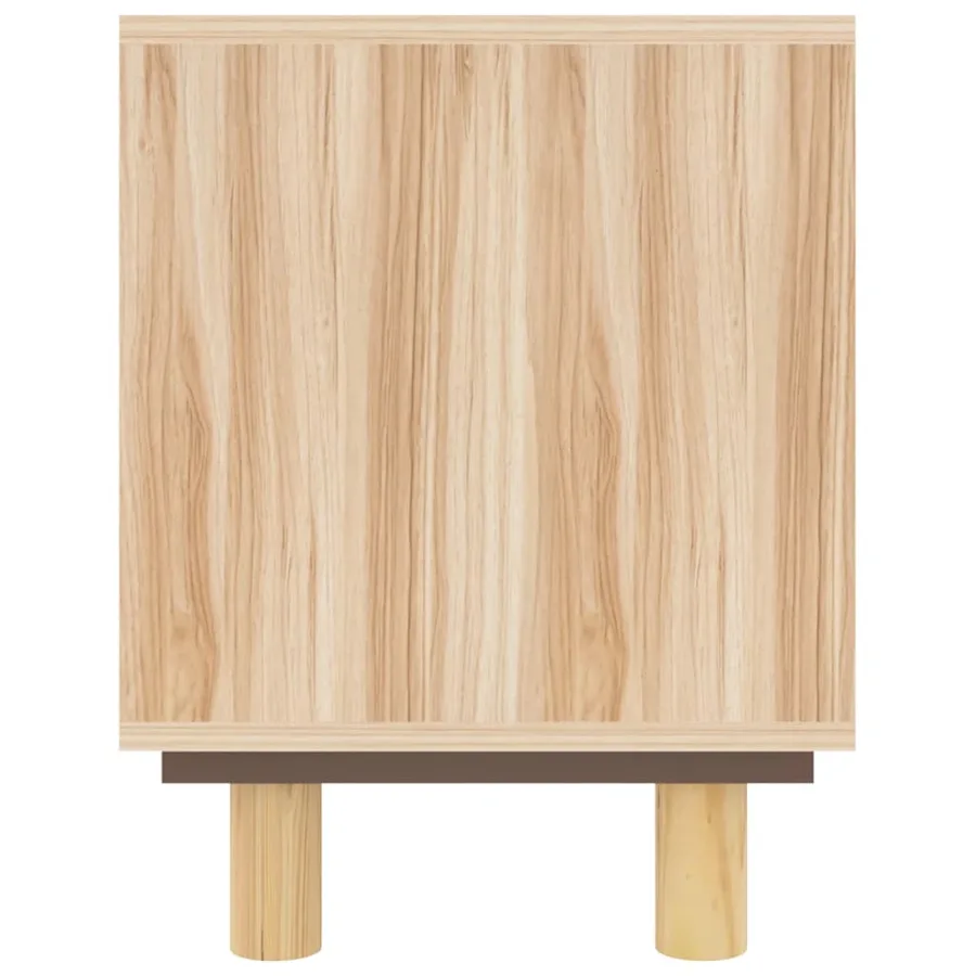 Meuble TV Marron 105x30x40 cm Bois de pin massif rotin naturel - 5