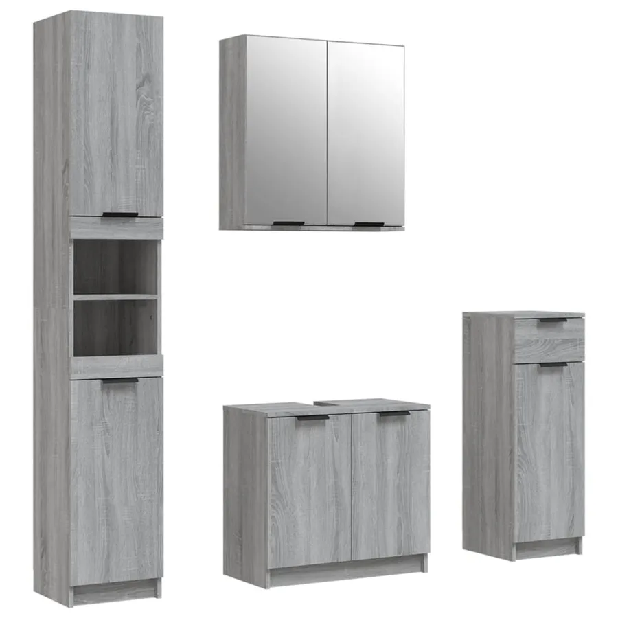 Ensemble d'armoires de salle de bain 4 pcs sonoma gris - 2