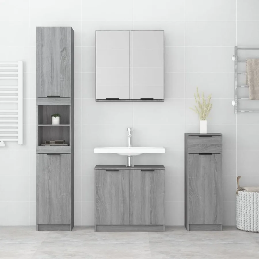 Ensemble d'armoires de salle de bain 4 pcs sonoma gris - 3