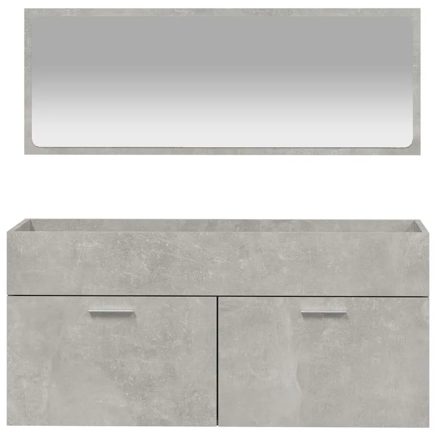 Armoire de bain avec miroir gris béton bois d'ingénierie - 5