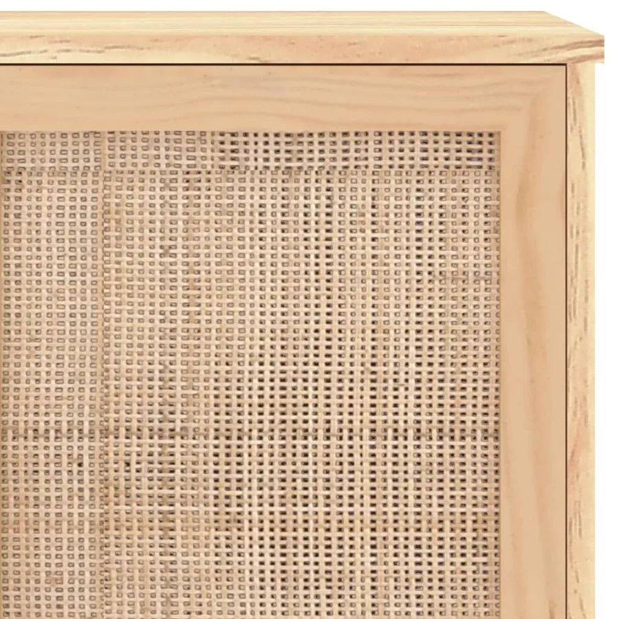 Buffet Marron 105x30x60 cm Bois de pin massif et rotin naturel - 7