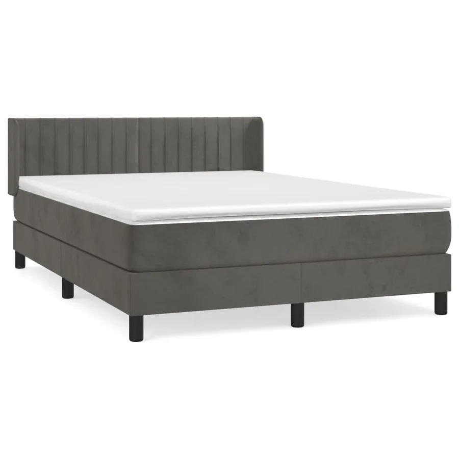 Sommier à lattes de lit et matelas Gris foncé 140x190cm Velours - 2