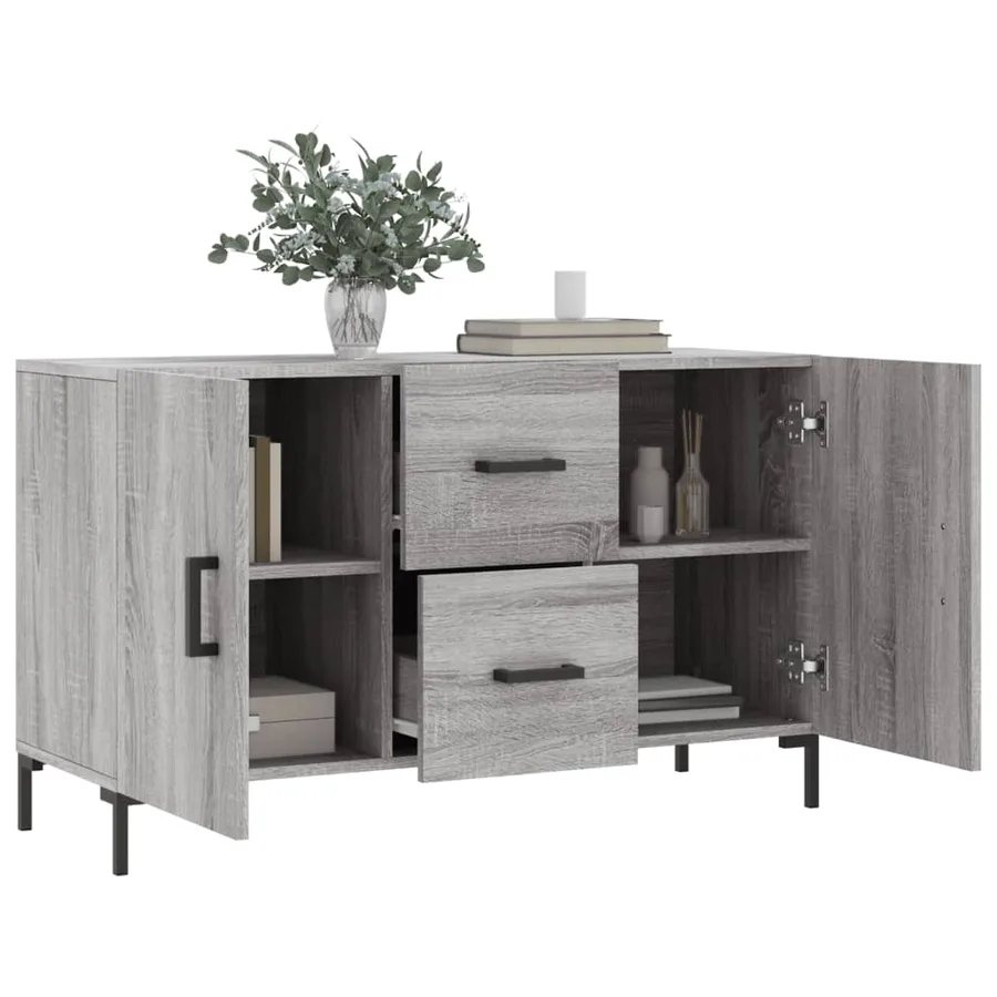Buffet sonoma gris 100x36x60 cm bois d'ingénierie - 4