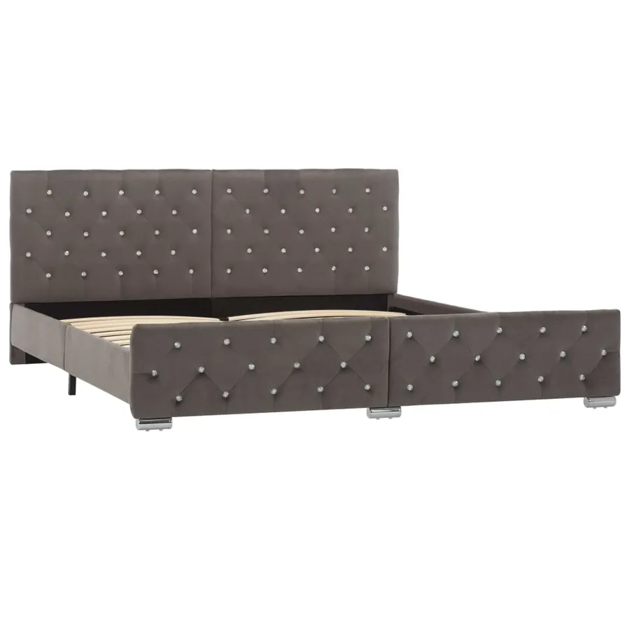 Cadre de lit sans matelas gris velours 180x200 cm - 2