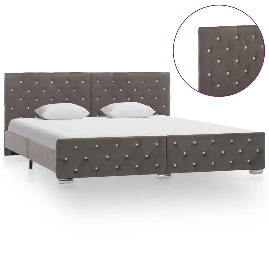 Cadre de lit sans matelas gris velours 180x200 cm - 3