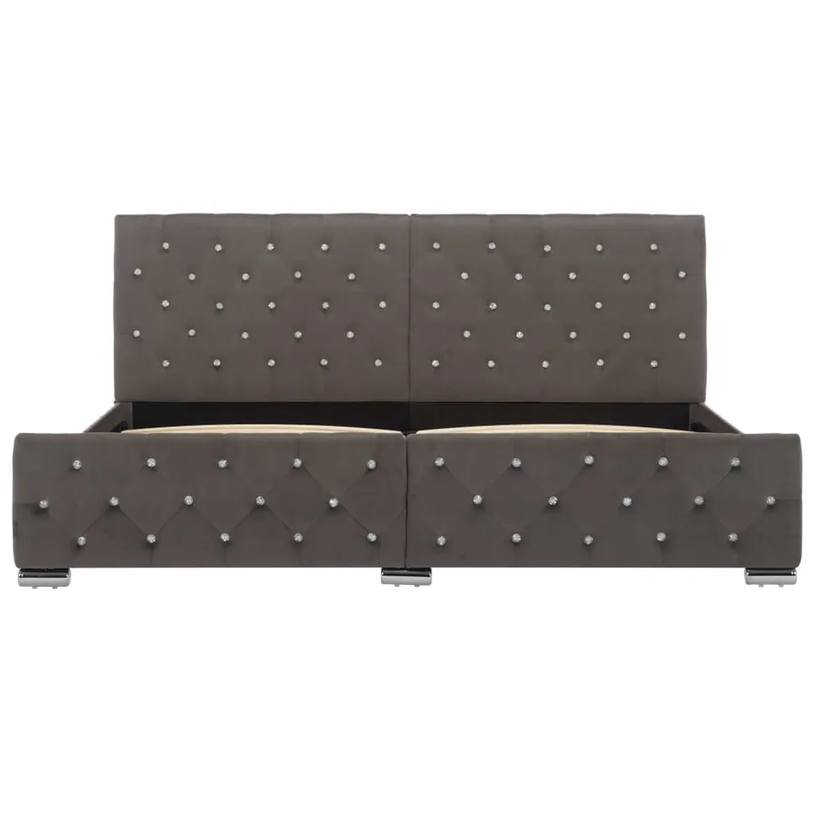 Cadre de lit sans matelas gris velours 180x200 cm - 4