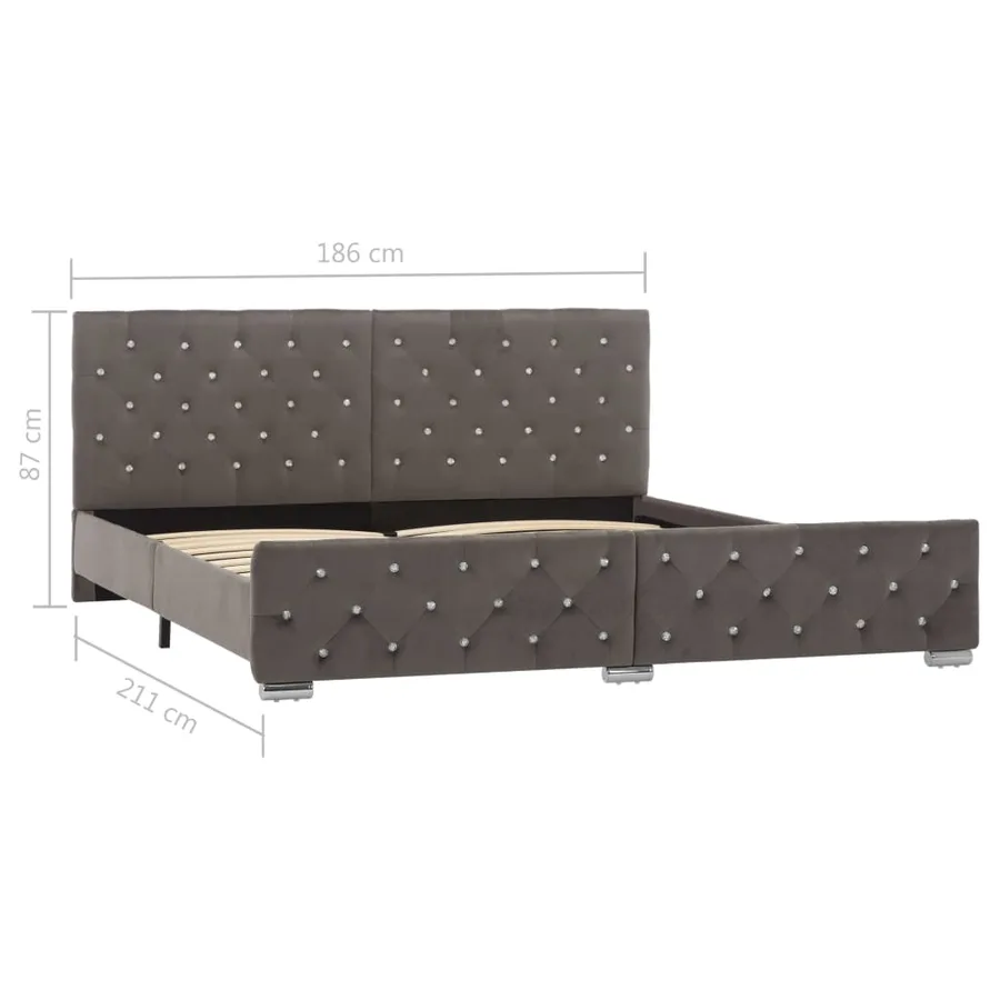 Cadre de lit sans matelas gris velours 180x200 cm - 8