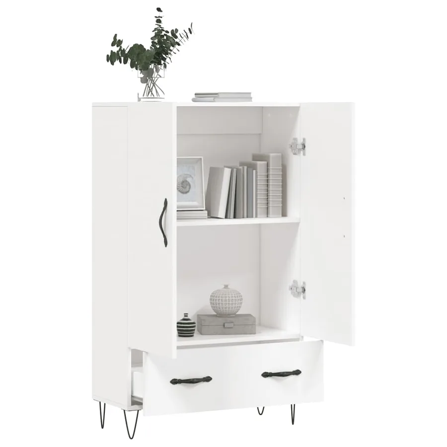 Buffet haut blanc 69,5x31x115 cm bois d'ingénierie - 4