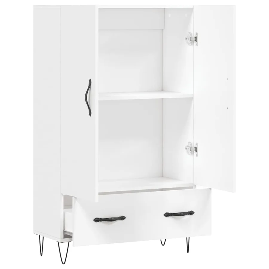 Buffet haut blanc 69,5x31x115 cm bois d'ingénierie - 5