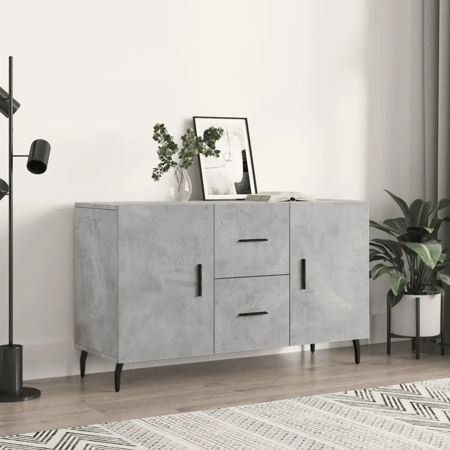 Buffet gris béton 100x36x60 cm bois d'ingénierie