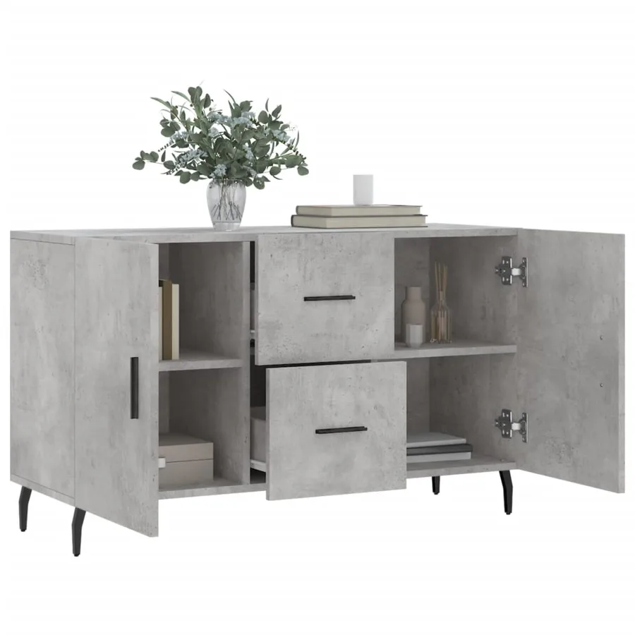 Buffet gris béton 100x36x60 cm bois d'ingénierie - 4