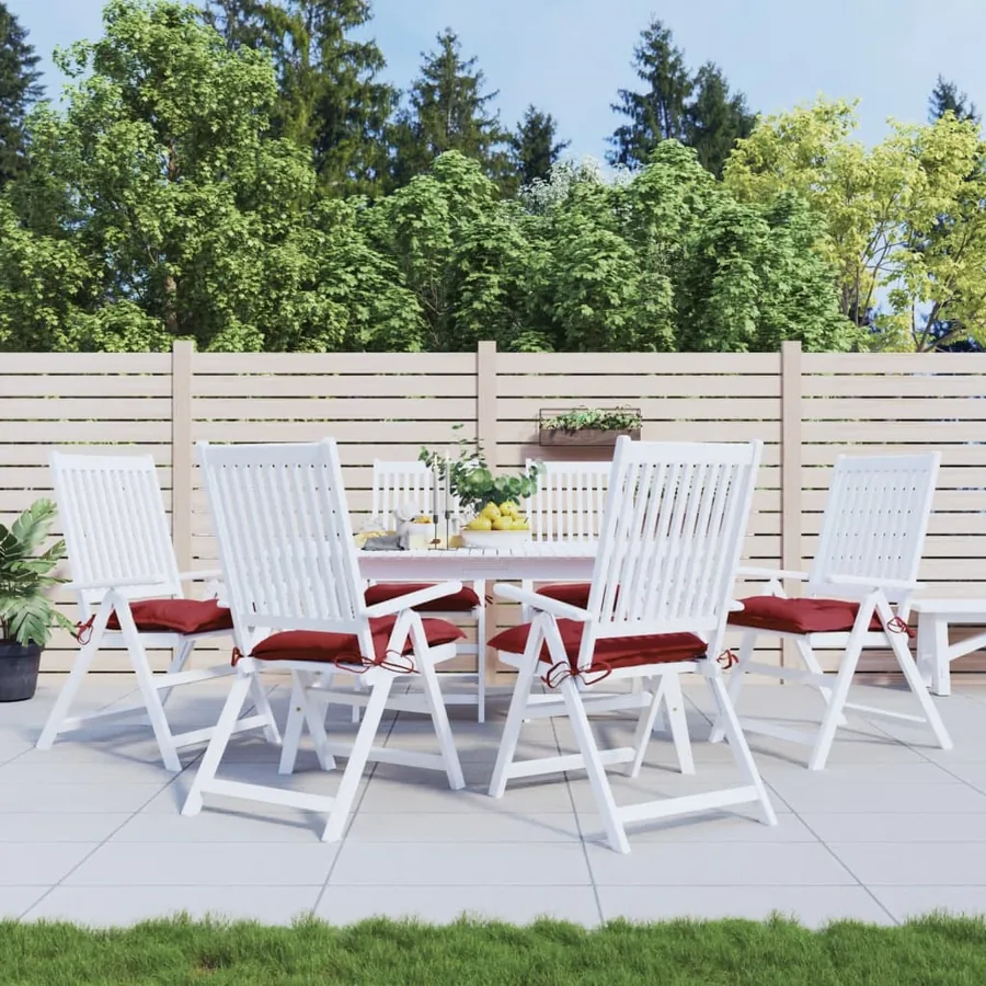 Coussins de chaise lot de 6 bordeaux 40x40x7 cm tissu oxford